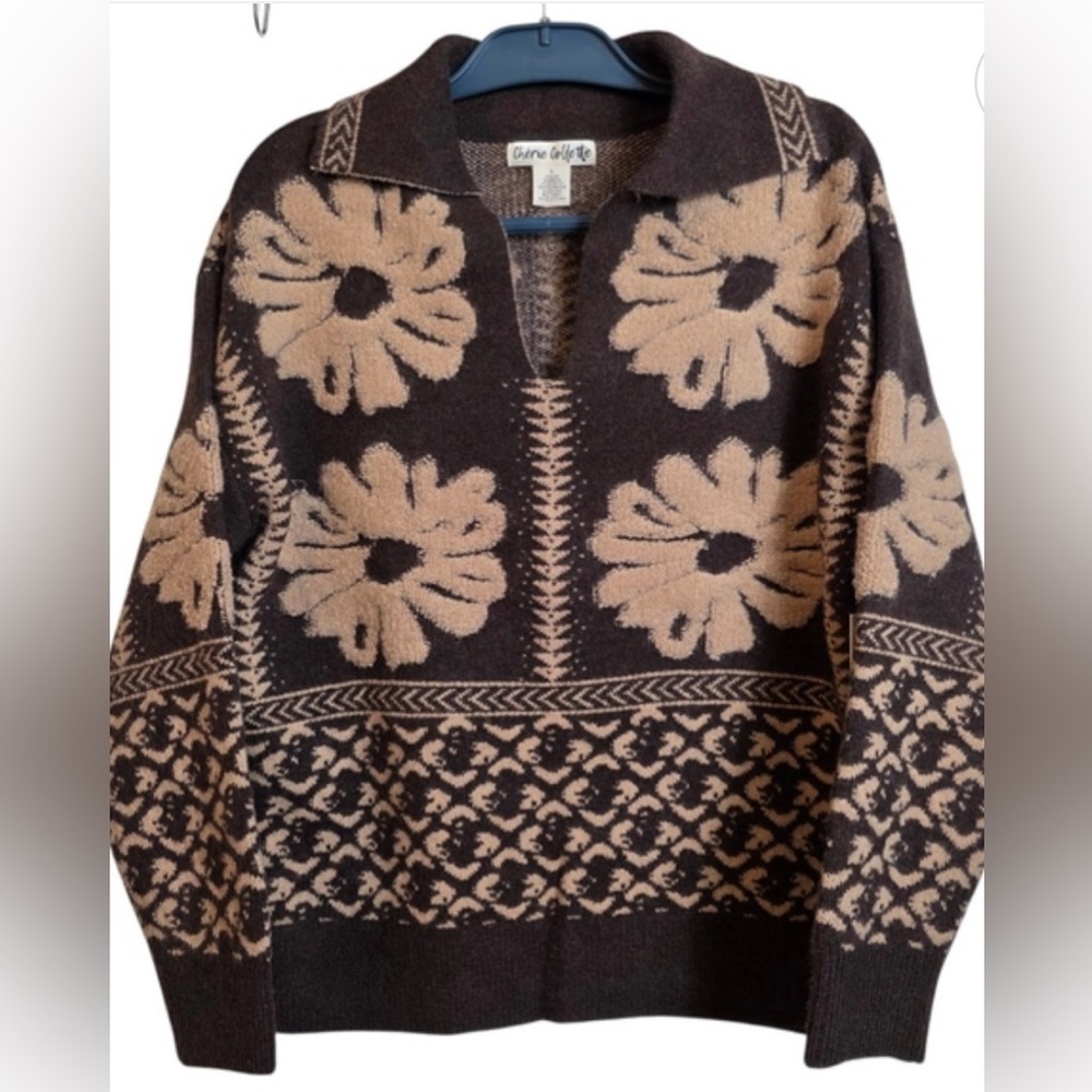 NWT Cherie Collette Floral V-Neck  Soft Boho Sweater - Picture 3 of 12